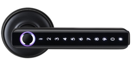 Tuya BLE Smart Lever Lock IP65 with 5572 Mortise, Fingerprint, App Control, Mechanical Key Backup, Zinc Alloy, Remote Unlock, Black